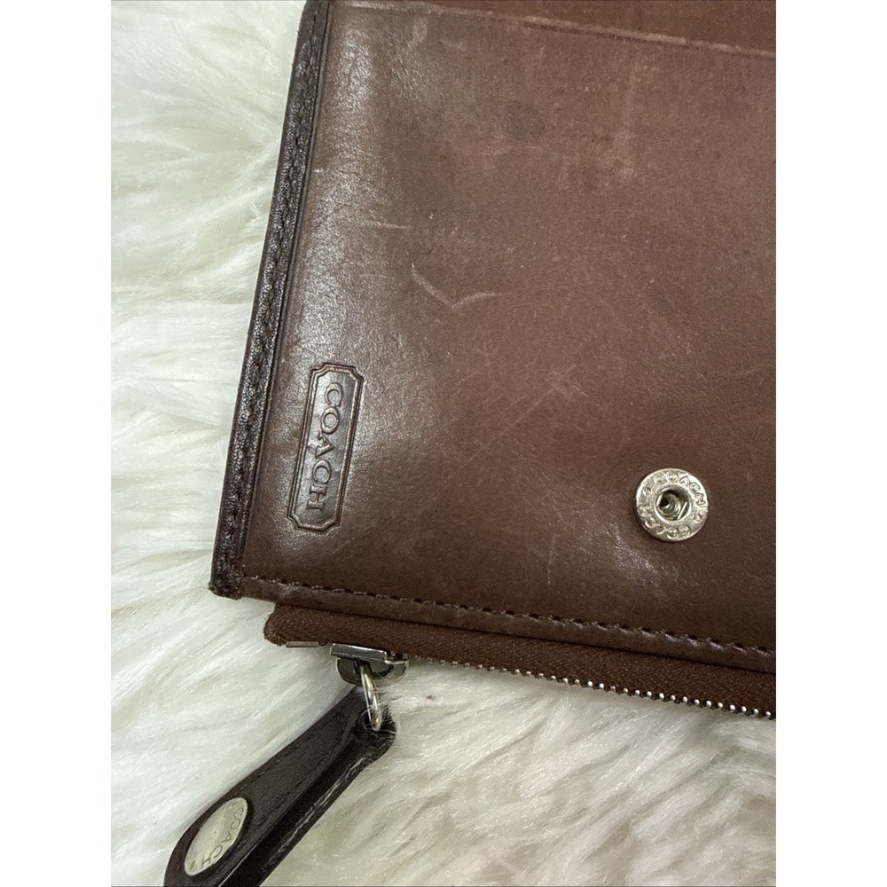 Vintage Coach Brown Glove Tanned Leather Zip Around Bifold Wallet - Picture 7 of 8